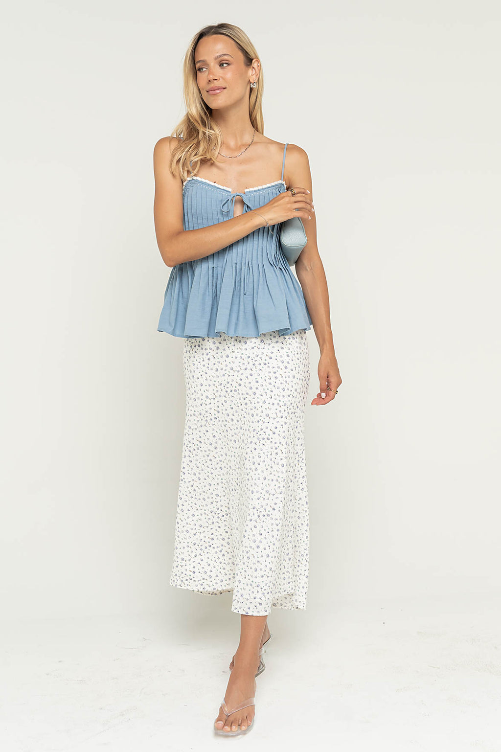 Mckell Peplum Tank Top in Blue