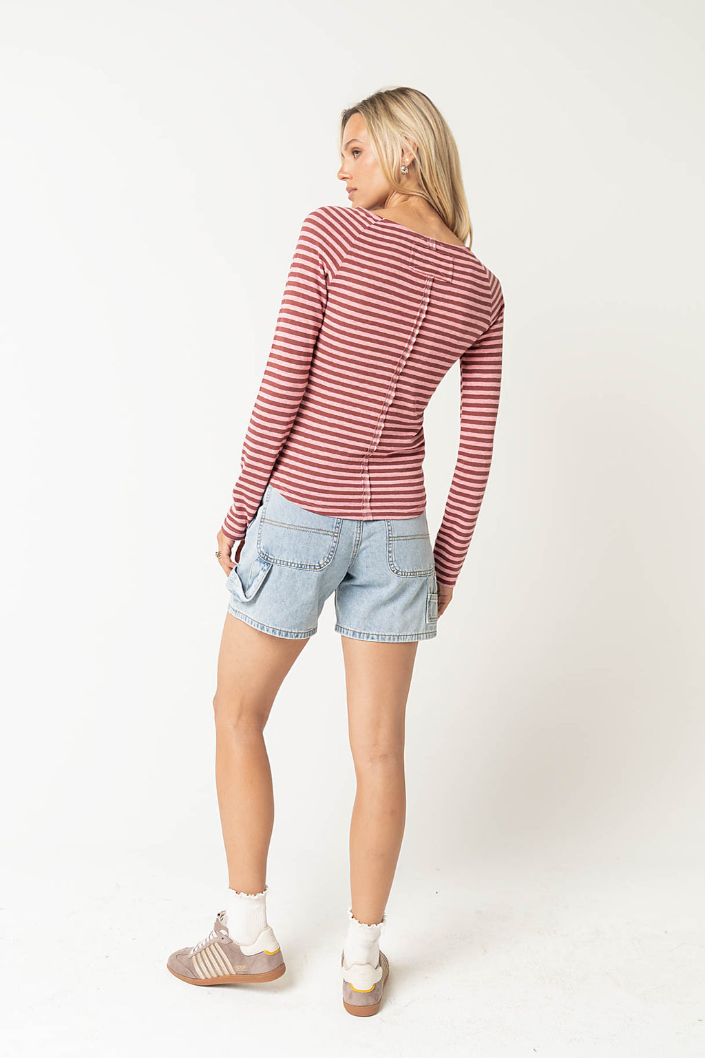 Lyza Striped Top in Burgundy