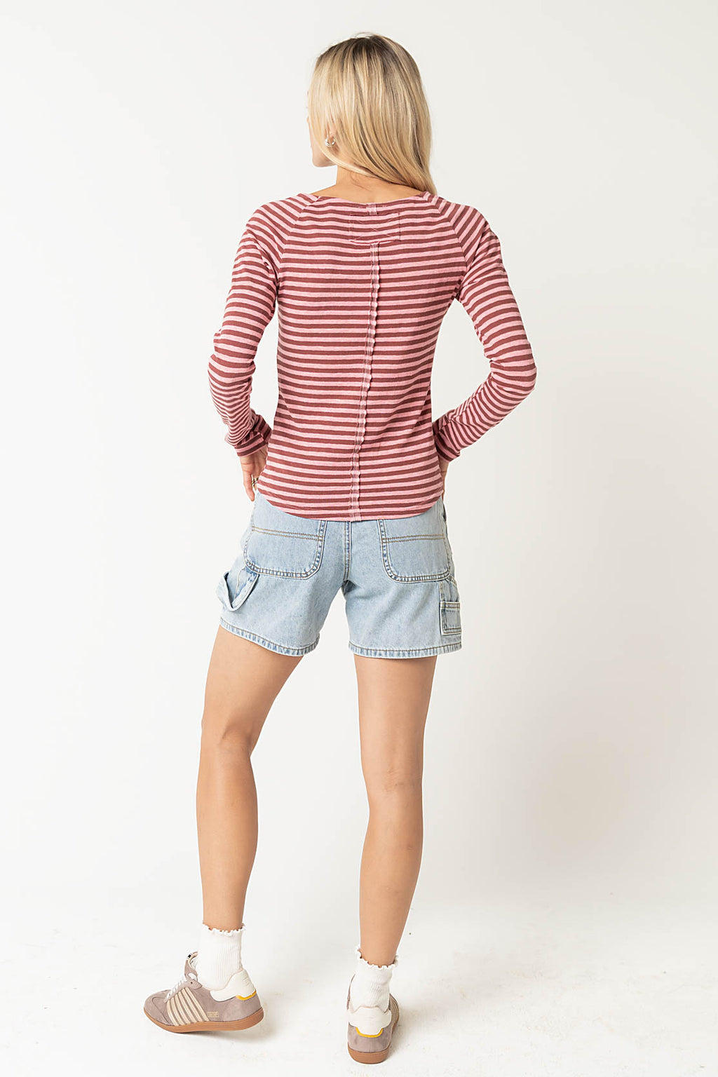 Lyza Striped Top in Burgundy