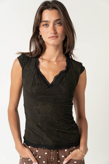 Gracie Lace Top in Black