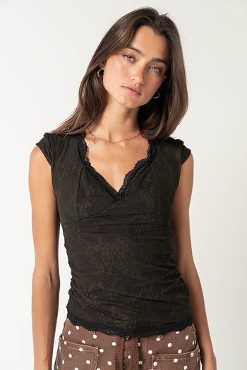 Gracie Lace Top in Black
