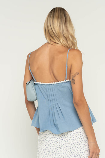 Mckell Peplum Tank Top in Blue