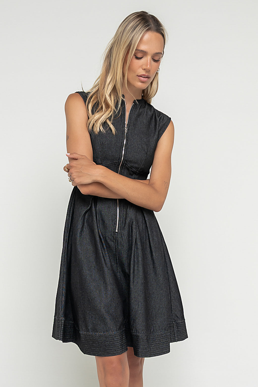 Jacee Denim Dress in Black