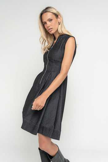 Jacee Denim Dress in Black