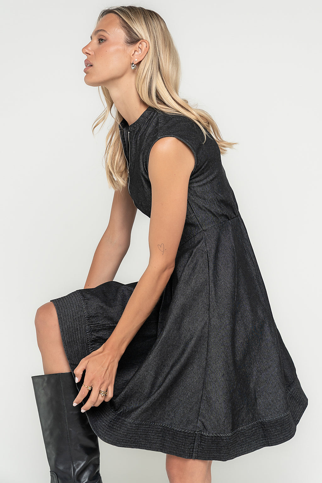 Jacee Denim Dress in Black