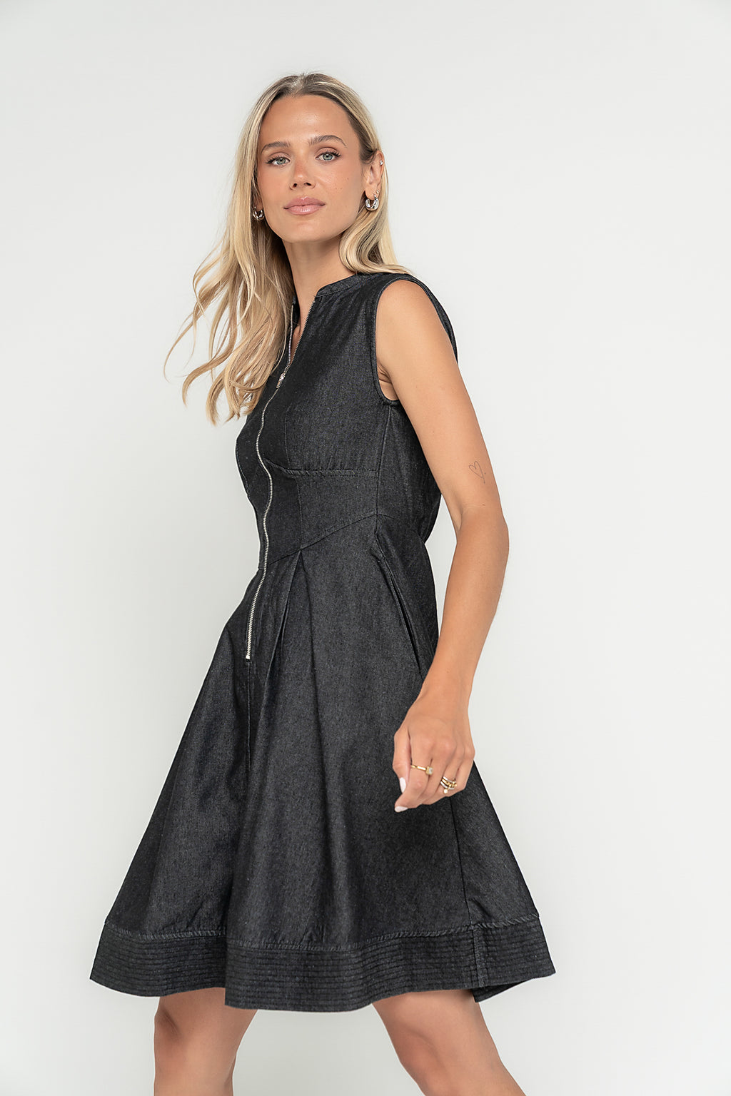 Jacee Denim Dress in Black