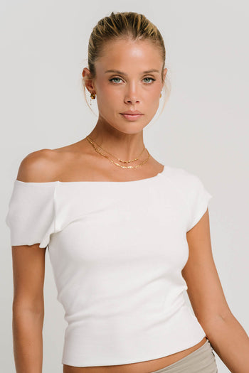Lennox Knit Top in White - FINAL SALE