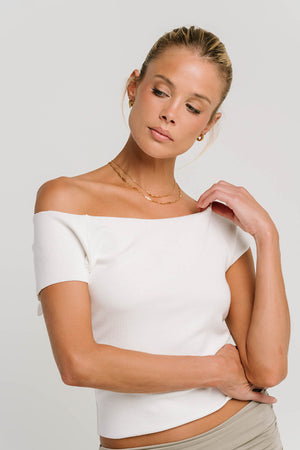Lennox Knit Top in White - FINAL SALE