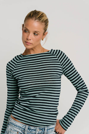 Lyza Striped Top in Blue