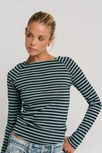Lyza Striped Top in Blue