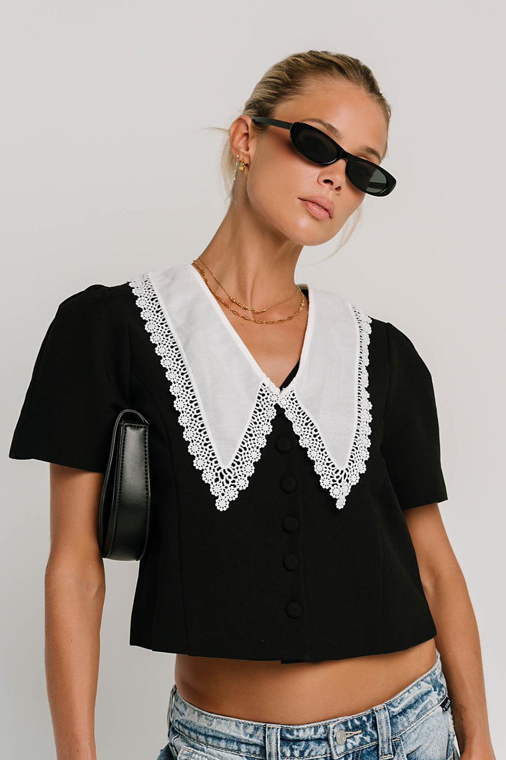 Scottie Collared Top in Black