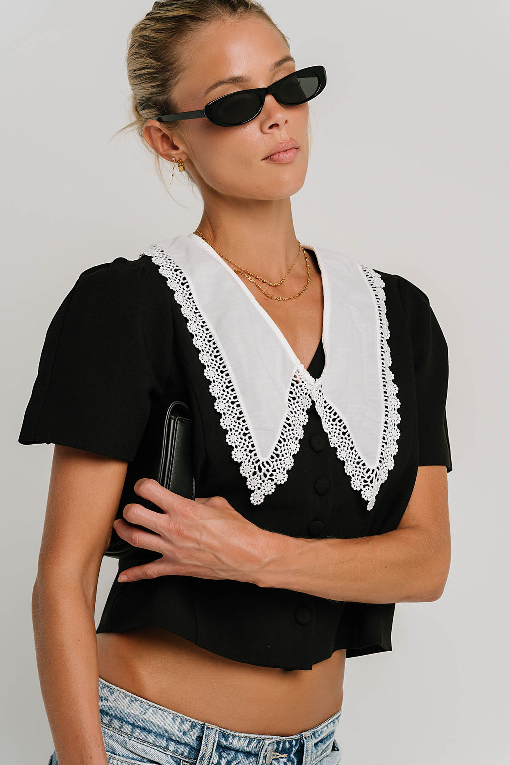 Scottie Collared Top in Black