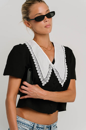 Scottie Collared Top in Black