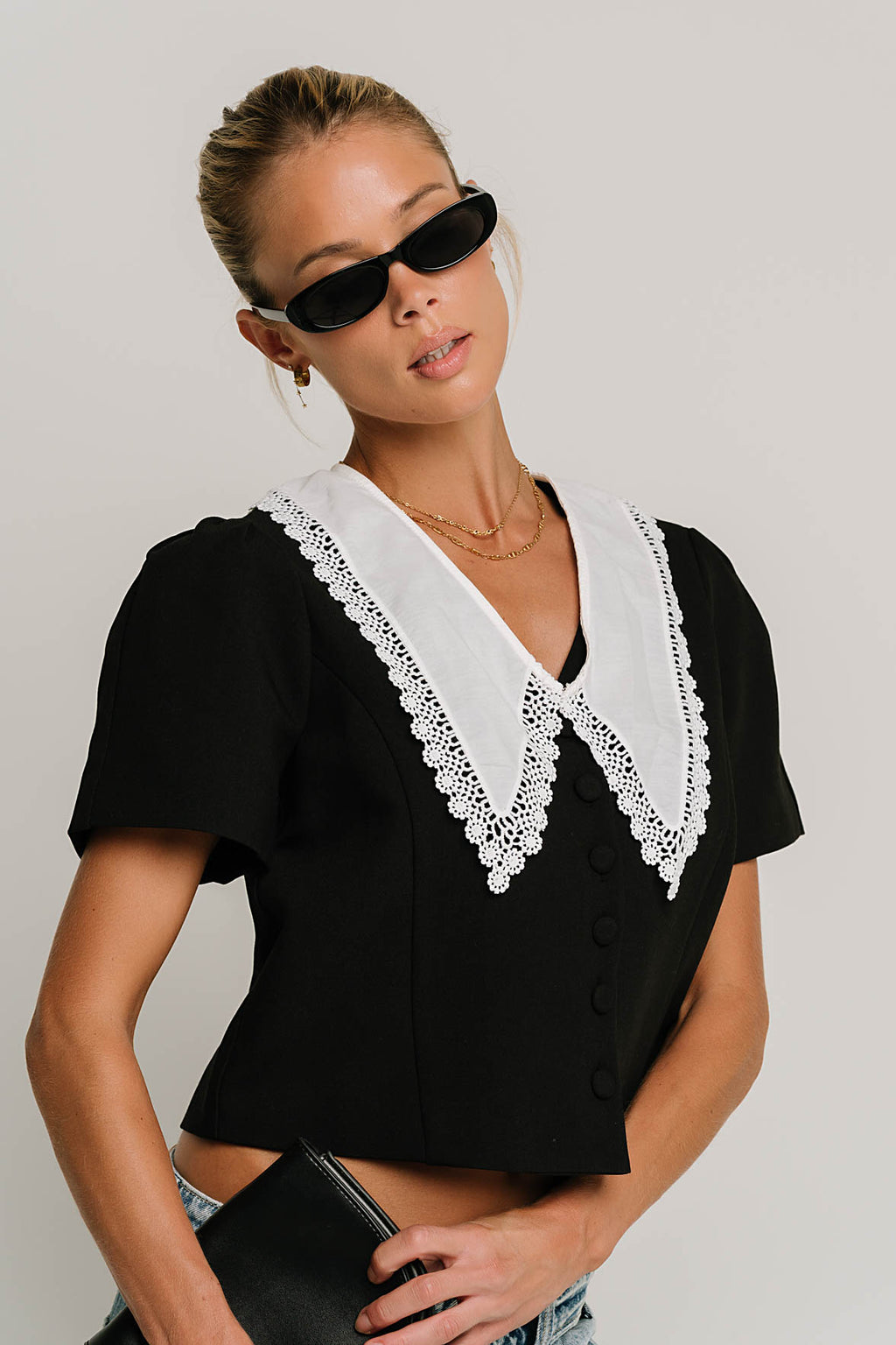 Scottie Collared Top in Black