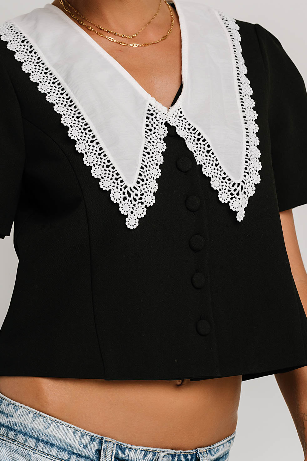 Scottie Collared Top in Black