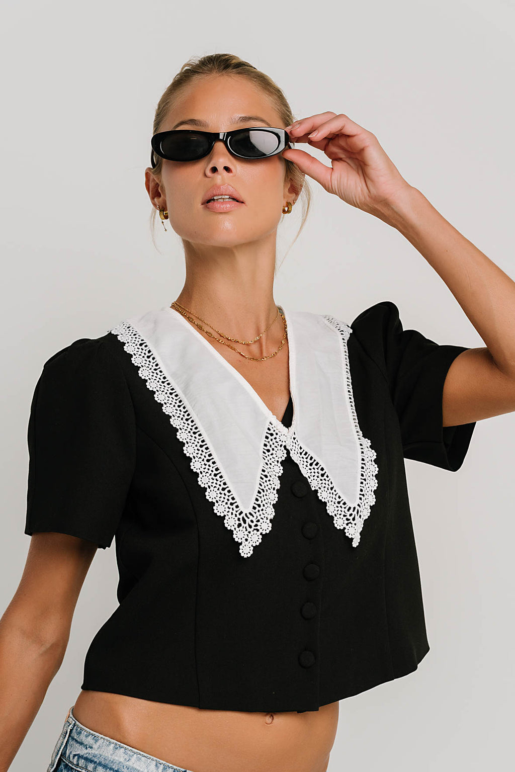 Scottie Collared Top in Black