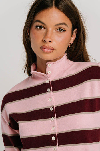 Laurie Striped Mock Neck Sweater
