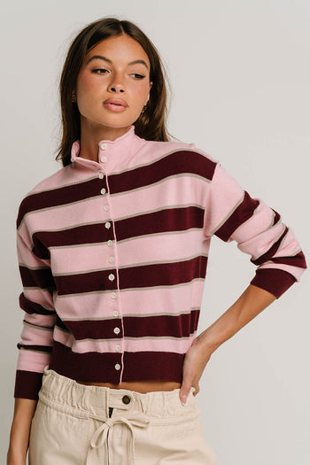 Laurie Striped Mock Neck Sweater