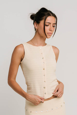 Clara Textured Button Up Tank