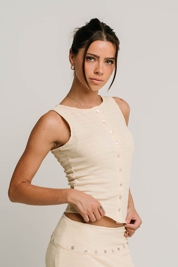 Clara Textured Button Up Tank