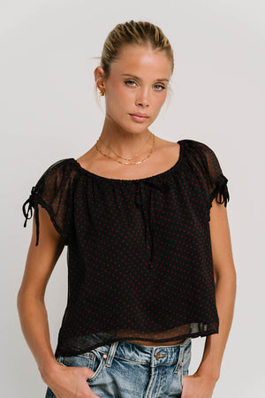 Rynlee Polka Dot Blouse in Black