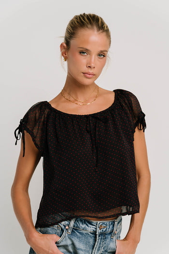 Rynlee Polka Dot Blouse in Black