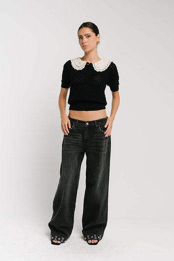 Delora Studded Wide Leg Jeans