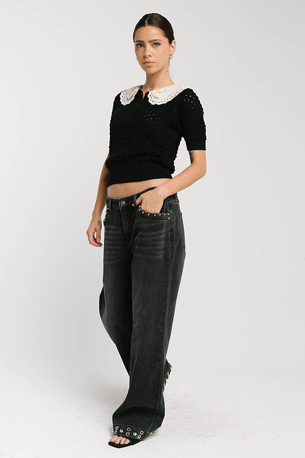 Sunny Crochet Top in Black