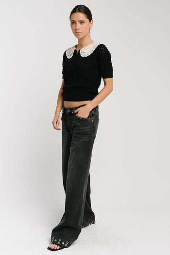 Sunny Crochet Top in Black