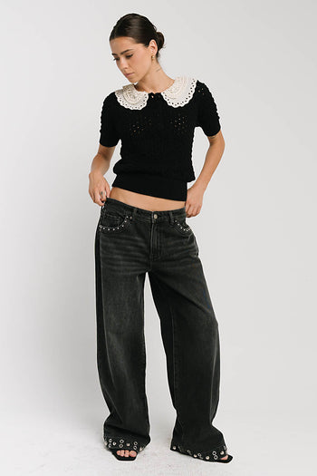 Sunny Crochet Top in Black
