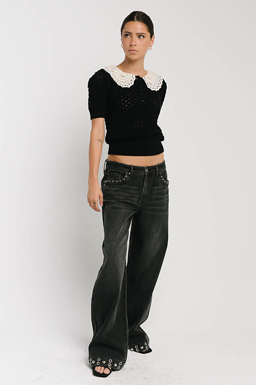 Sunny Crochet Top in Black