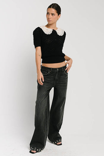 Sunny Crochet Top in Black