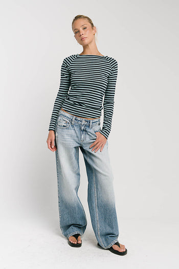 Lyza Striped Top in Blue