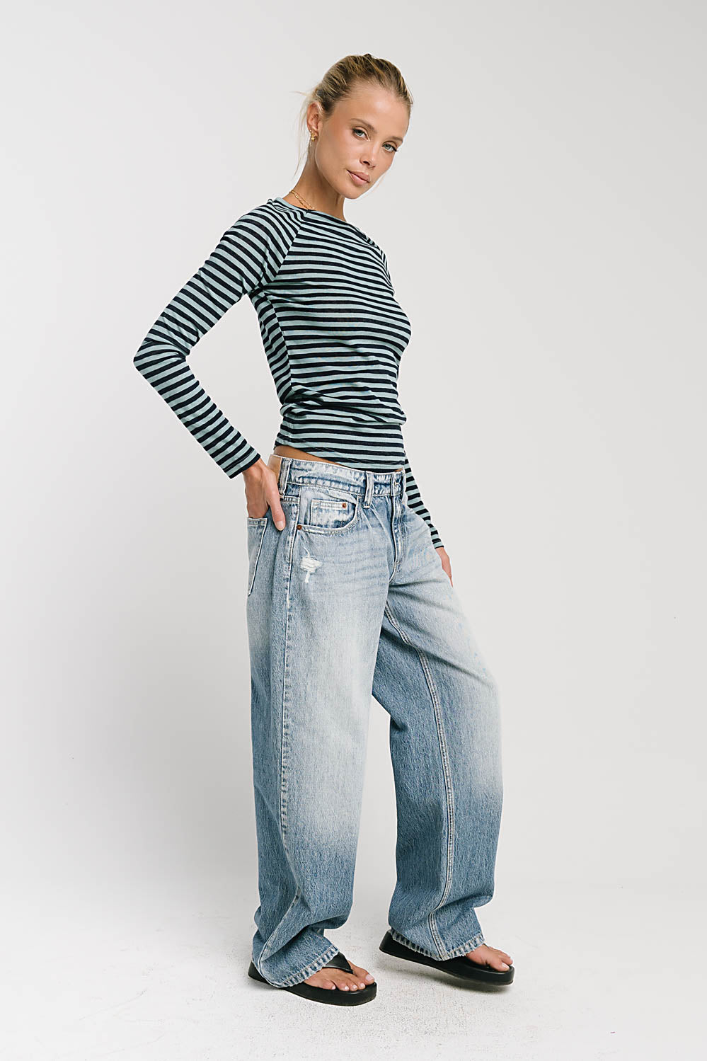 Lyza Striped Top in Blue