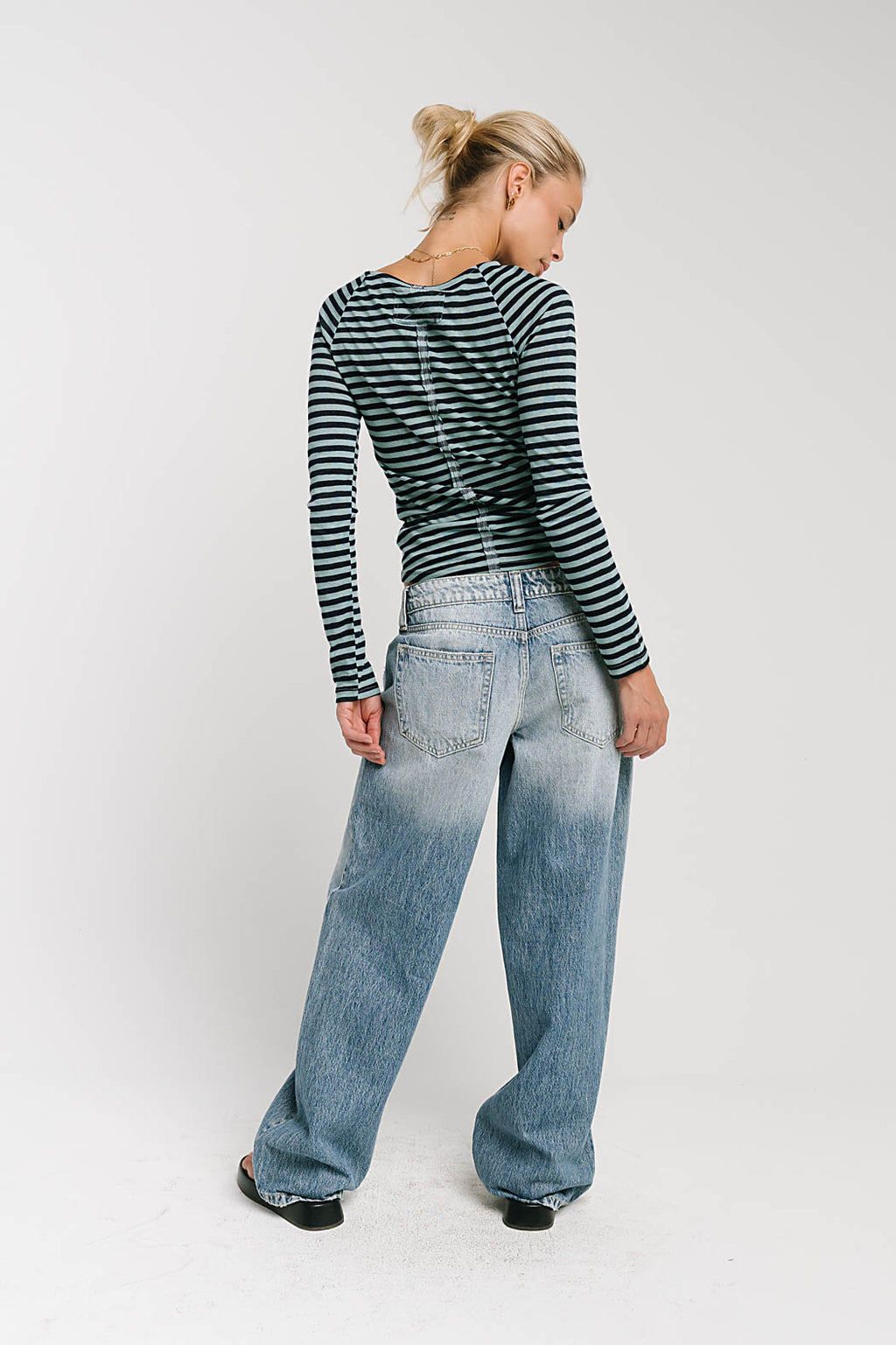 Lyza Striped Top in Blue