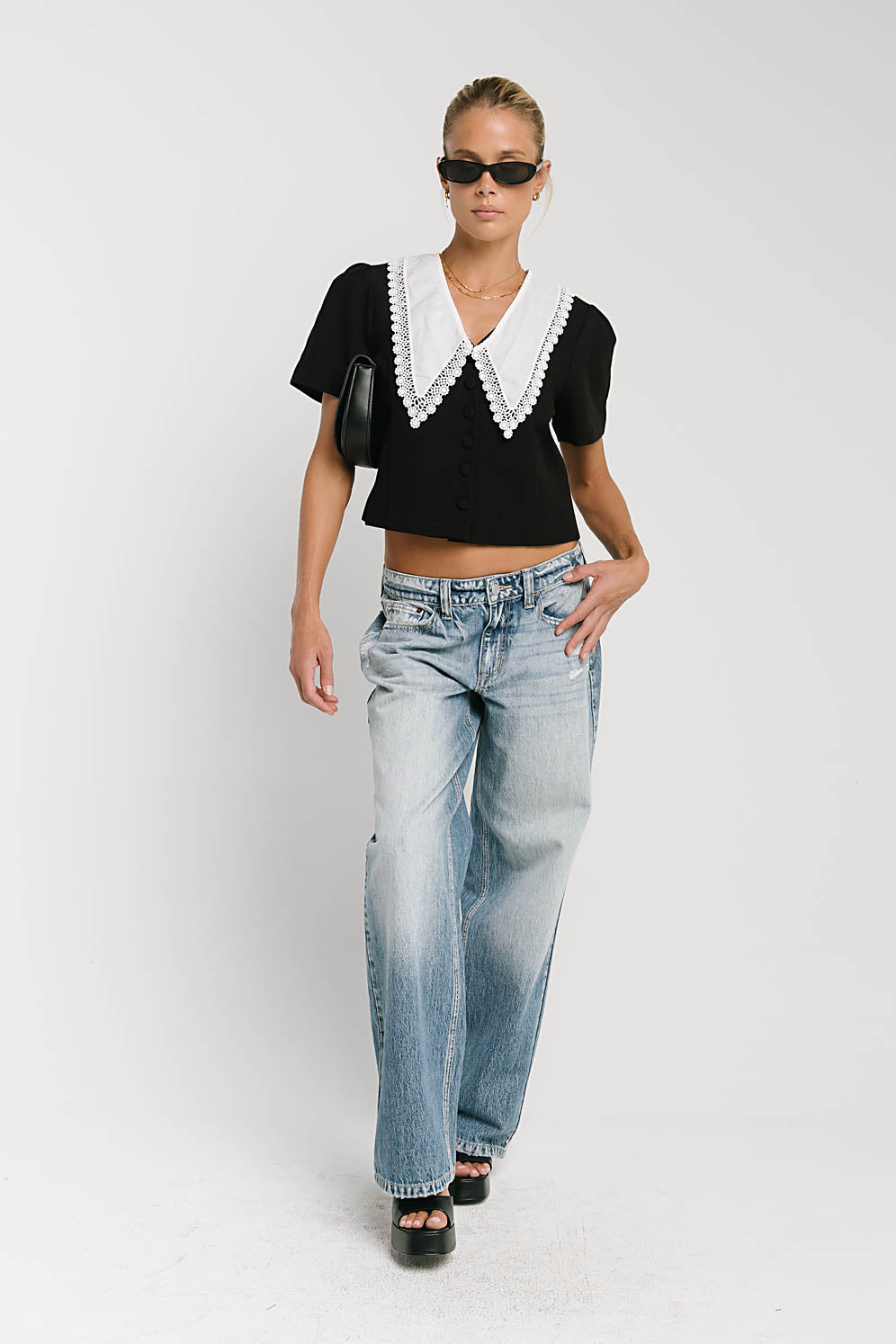 Scottie Collared Top in Black