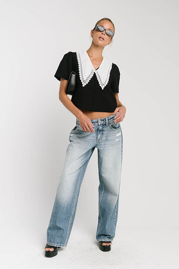 Scottie Collared Top in Black