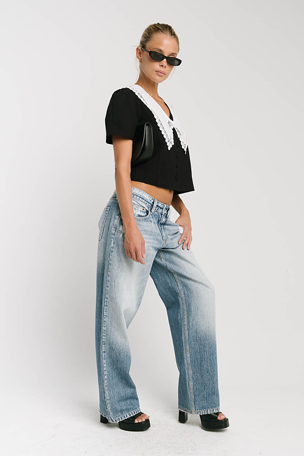 Scottie Collared Top in Black