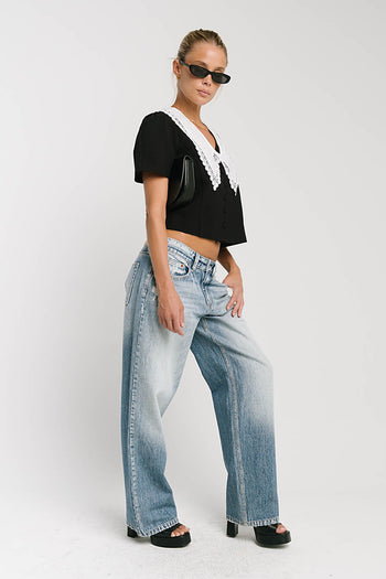 Scottie Collared Top in Black