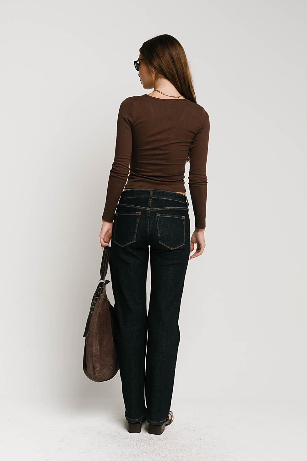 Blaire Ribbed Top in Brown