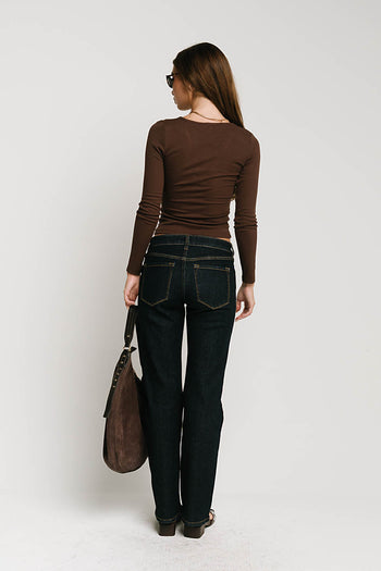 Blaire Ribbed Top in Brown