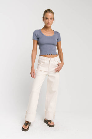 Sayla Cuffed Wide Leg Jeans