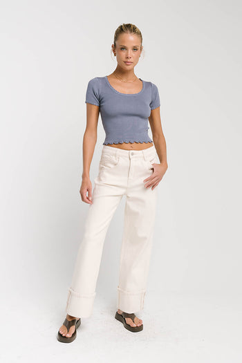 Sayla Cuffed Wide Leg Jeans