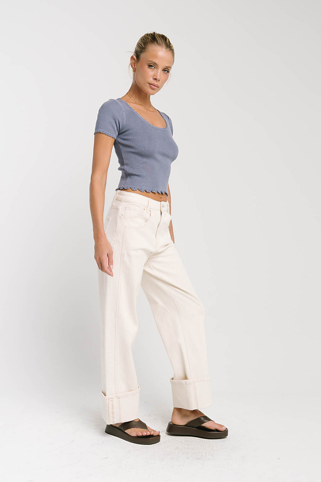 Sayla Cuffed Wide Leg Jeans
