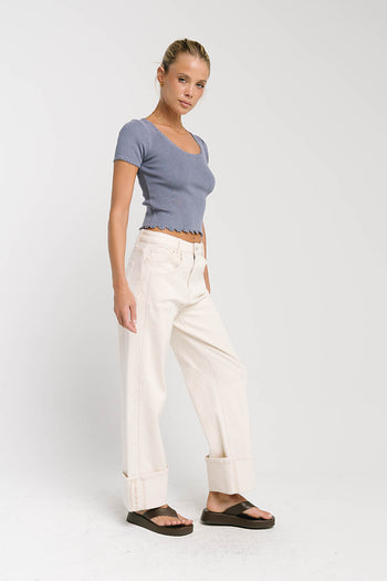 Sayla Cuffed Wide Leg Jeans