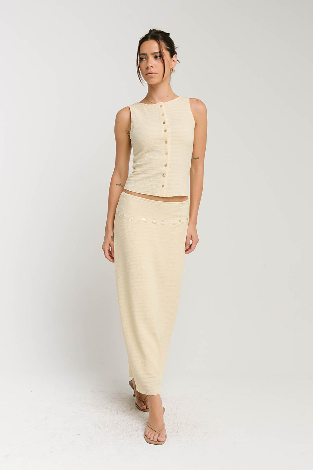 Clara Textured Button Up Tank
