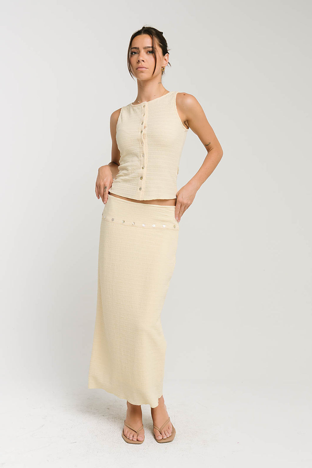 Clara Textured Button Up Tank