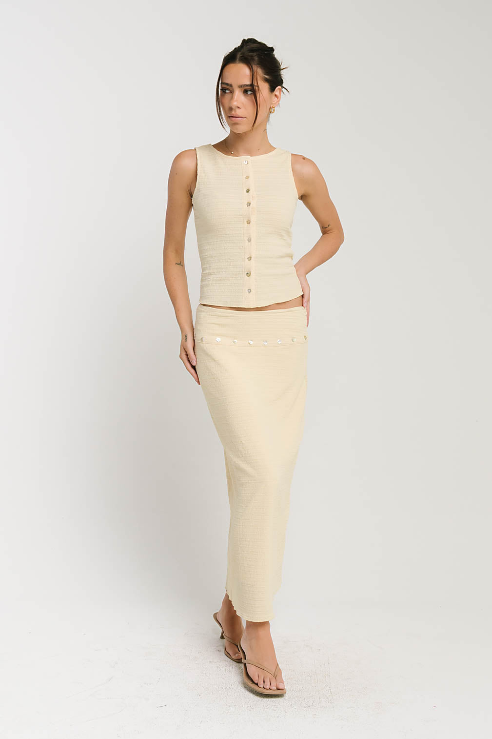 Clara Textured Button Up Tank