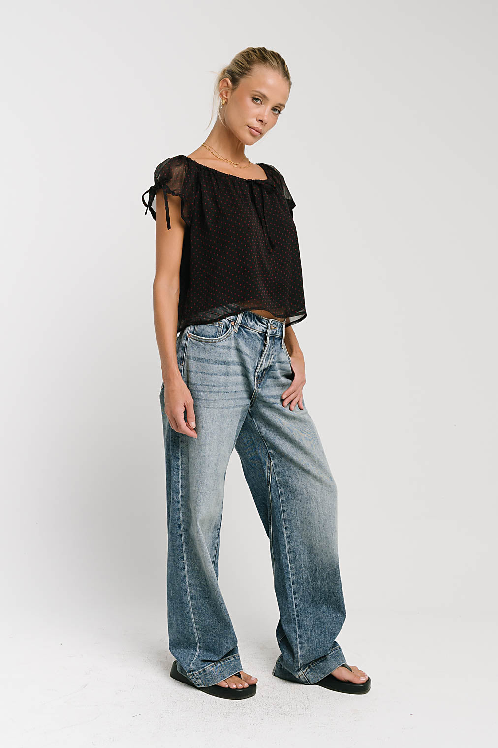 Rynlee Polka Dot Blouse in Black
