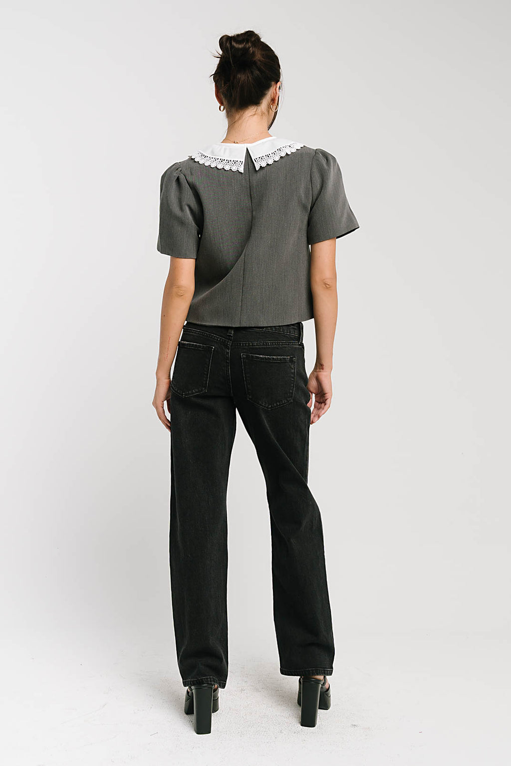 Scottie Collared Top in Grey